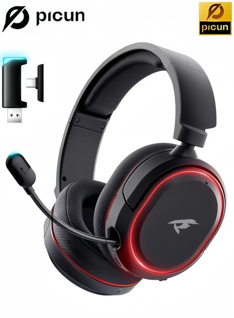 Picun G2 2.4G Wireless Gaming Headset, 7.1 Surround Sound,2.4GHz USB Gaming Headphones Bluetooth ENC Noise Canceling Mic, Bluetooth Headset for PC PS5 PS4 Mac Switch