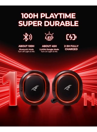 سماعه قيمنق 2.4G سماعة رأس لاسلكية للألعاب، صوت محيطي 7.1، سماعات رأس USB للألعاب 2.4 جيجا هرتز، ميكروفون بخاصية إلغاء الضوضاء ENC، سماعة بلوتوث للكمبيوتر الشخصي PS5 PS4 Mac يُحوّل - view 3