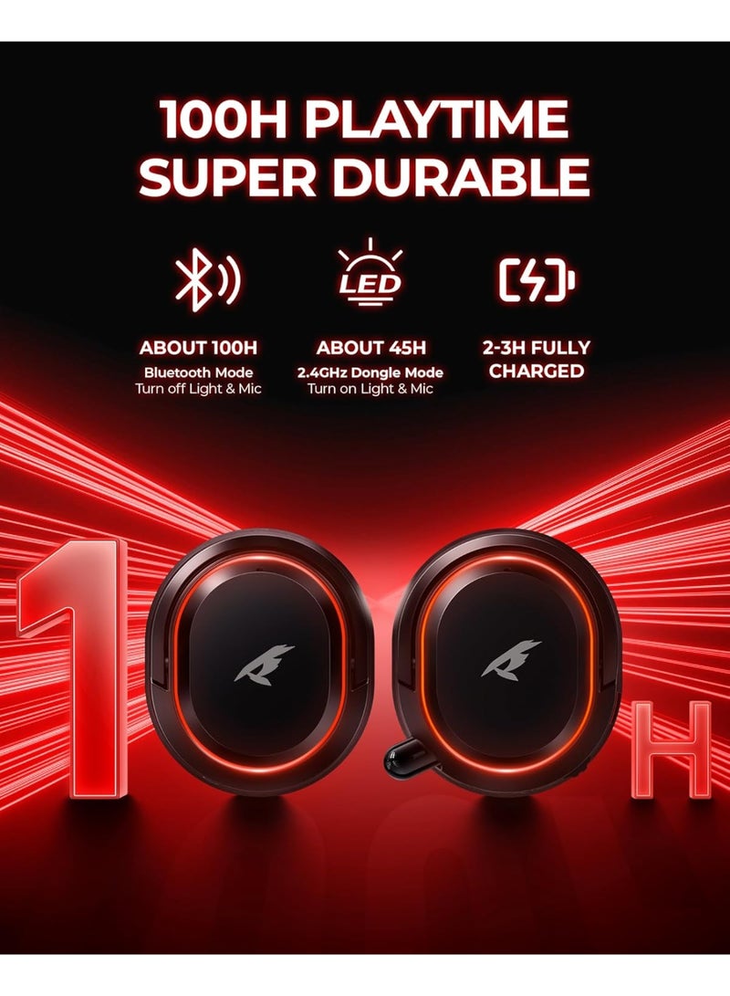 Picun G2 2.4G Wireless Gaming Headset, 7.1 Surround Sound,2.4GHz USB Gaming Headphones Bluetooth ENC Noise Canceling Mic, Bluetooth Headset for PC PS5 PS4 Mac Switch - Image 3