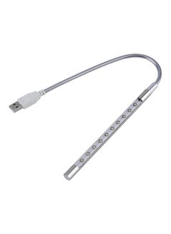 Generic Mini Desk Reading USB LED Light Silver，with Long Gooseneck Flexible Stick Laptop Light for Reading Book and Striking Keyboard (No Touch Switch)  - Image 1