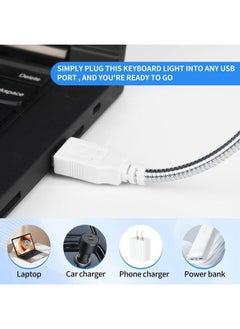 Generic Mini Desk Reading USB LED Light Silver，with Long Gooseneck Flexible Stick Laptop Light for Reading Book and Striking Keyboard (No Touch Switch)  - Image 4