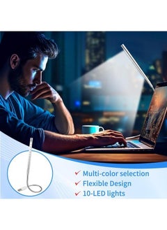 Generic Mini Desk Reading USB LED Light Silver，with Long Gooseneck Flexible Stick Laptop Light for Reading Book and Striking Keyboard (No Touch Switch)  - Image 5