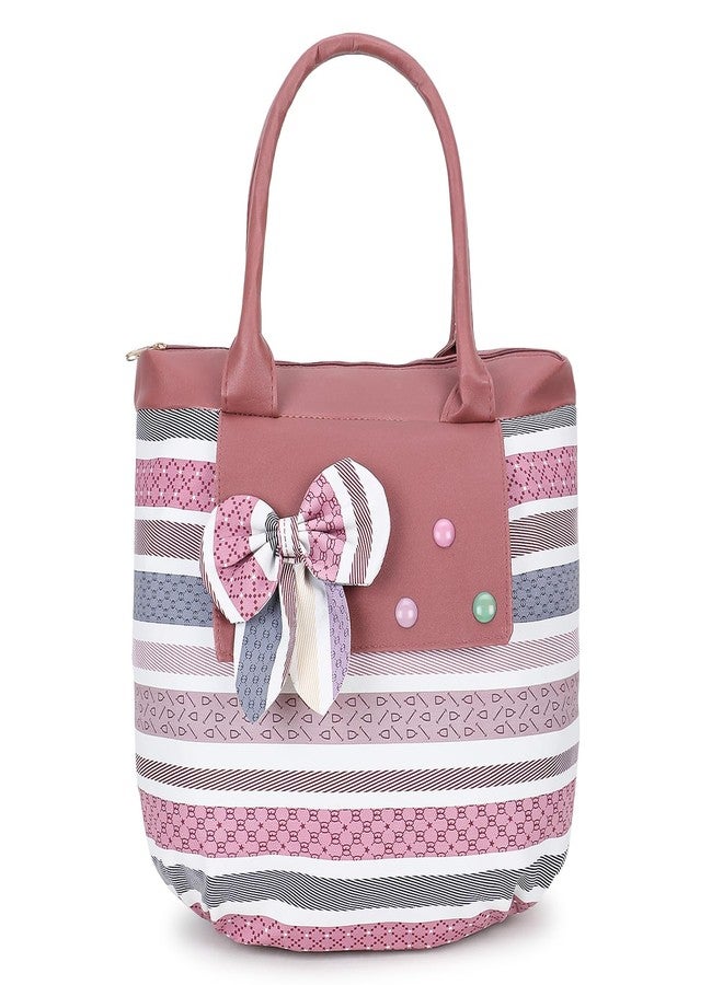 Nexeura Trendy Girls Handbag with Bow | Cute Printed Tote Bag for Women | Stylish Casual Shoulder Purse | Lightweight PU Leather Ladies Hand Bag | Fashion Daily Use (MAROON) - Image 1