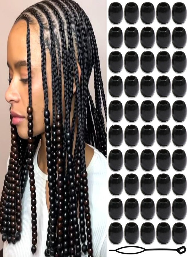 VENOFEN 60PCS Wood Hair Beads Large Hole Black Natural Bead for Locs Vintage Dreadlock Jewelry Wooden Beads Hair Accessories for Women and Girls - Image 1