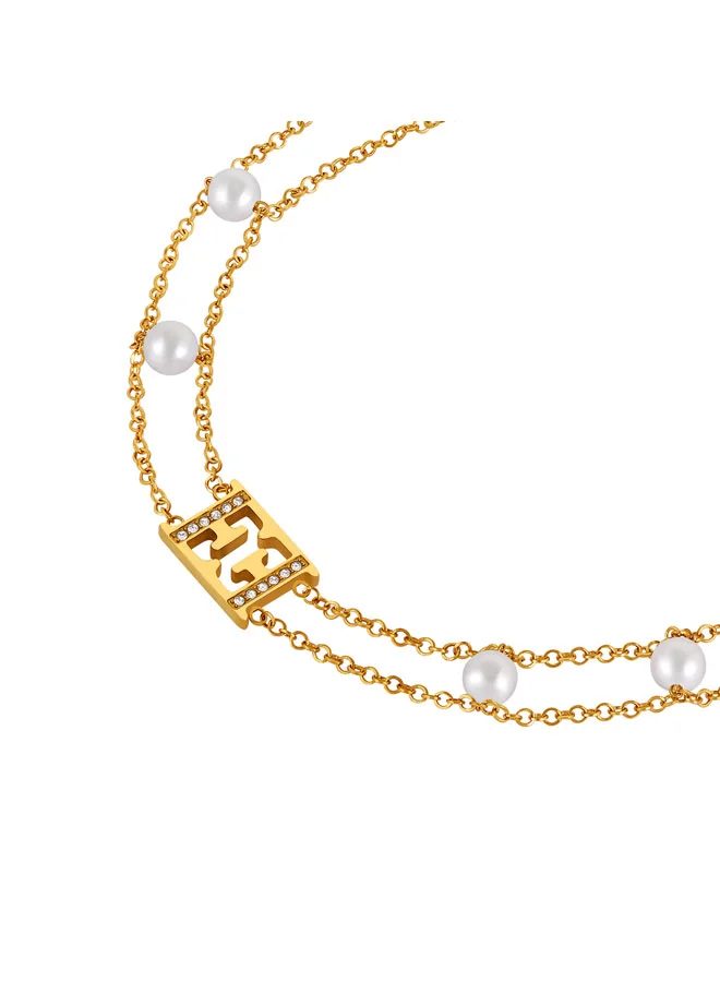 إسكادا Lina Gold Plated 316L Stainless Steel Double Chain Bracelet for Women