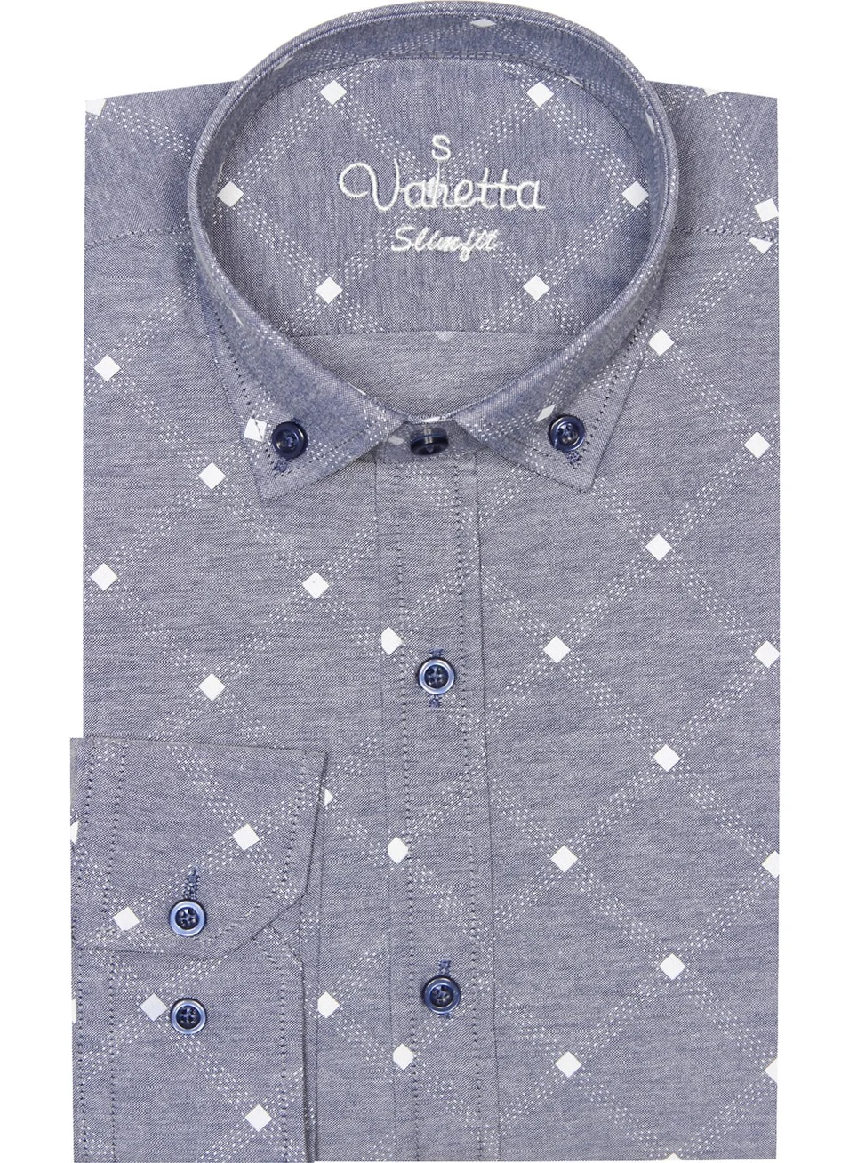 Varetta Men's Slim Fit Gray Patterned Sleeve-Covered Men's Shirt