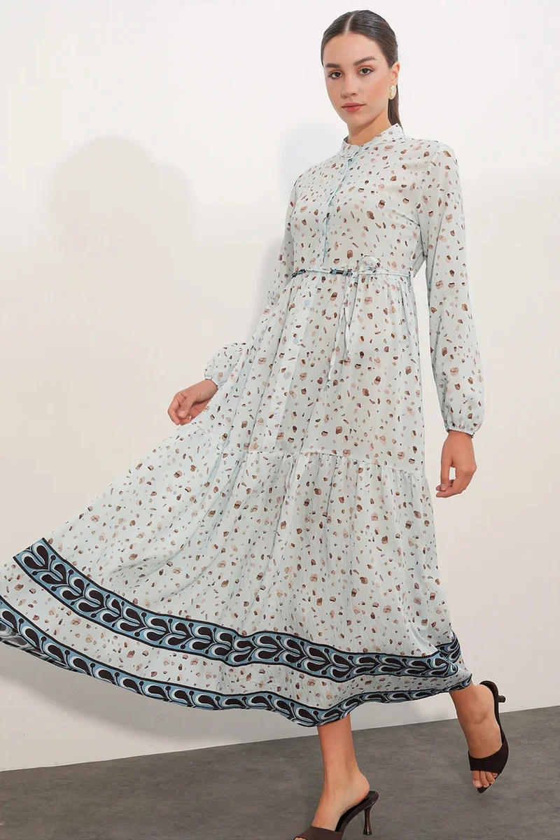 بيغ دارت BDART Buttoned Crew Neck Maxi Dress with Waistband