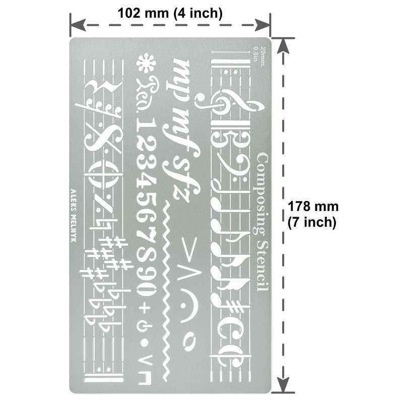 Aleks Melnyk No.492 Metal Stencils, Song Writer's Composing Templates for Music Notes, 3 PCS, Large Symbols, Bullet Journaling, Bookmark, Engraving Wood, Wood Burning and Patterns - Image 4