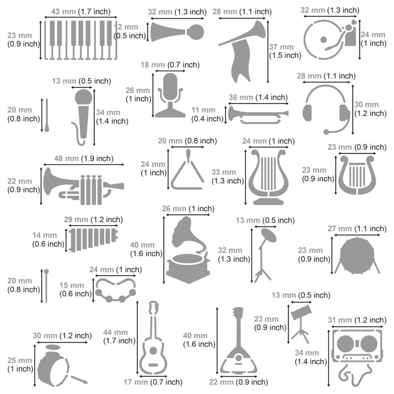 Aleks Melnyk No.492 Metal Stencils, Song Writer's Composing Templates for Music Notes, 3 PCS, Large Symbols, Bullet Journaling, Bookmark, Engraving Wood, Wood Burning and Patterns - Image 3