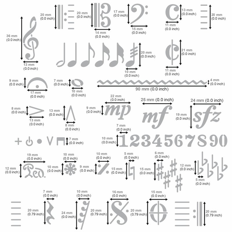 Aleks Melnyk No.492 Metal Stencils, Song Writer's Composing Templates for Music Notes, 3 PCS, Large Symbols, Bullet Journaling, Bookmark, Engraving Wood, Wood Burning and Patterns - Image 5