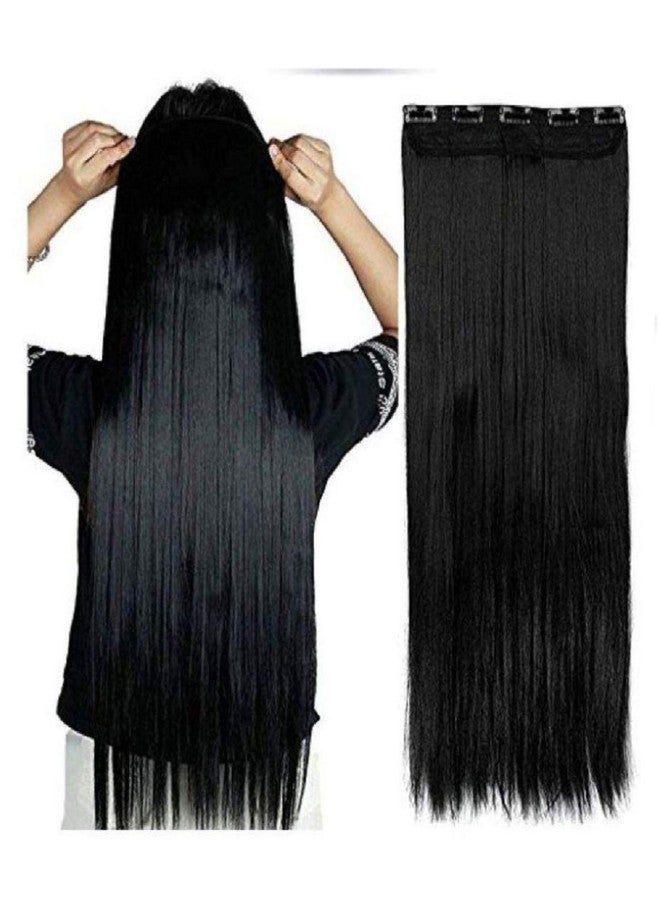 Artifice 5 Clip 24 INCH Straight Clip in Hair Extensions for Women Natural Soft Clip on Extensions Synthetic Thick Hairs for Any Event for Girls Hair Extension ROYAL BLACK - Image 1