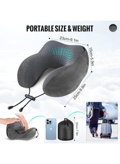 Aikenn Travel Pillow Neck Pillow Nap U-Shaped Pillow Hooded Multifunctional Neck Pillow Neck Cushion Hooded Velvet Memory Foam Neck Pillow Adult Head And Neck Support Suitable For Airplane Travel Long-Distance Flight Office Car Sleep Rest (Dark Gray)  - Image 2