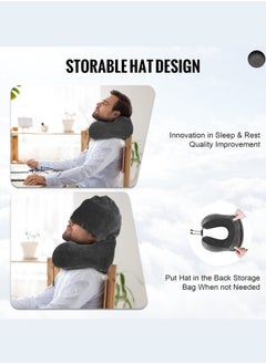 Aikenn Travel Pillow Neck Pillow Nap U-Shaped Pillow Hooded Multifunctional Neck Pillow Neck Cushion Hooded Velvet Memory Foam Neck Pillow Adult Head And Neck Support Suitable For Airplane Travel Long-Distance Flight Office Car Sleep Rest (Dark Gray)  - Image 4