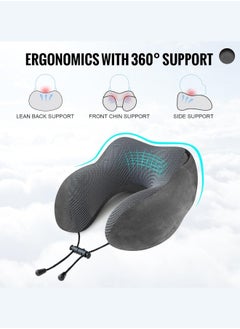 Aikenn Travel Pillow Neck Pillow Nap U-Shaped Pillow Hooded Multifunctional Neck Pillow Neck Cushion Hooded Velvet Memory Foam Neck Pillow Adult Head And Neck Support Suitable For Airplane Travel Long-Distance Flight Office Car Sleep Rest (Dark Gray)  - Image 5