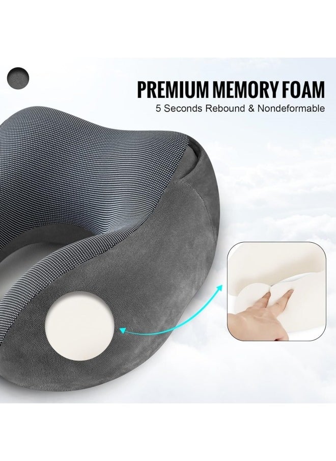Aikenn - Travel Pillow Neck Pillow Nap U-Shaped Pillow Hooded Multifunctional Neck Pillow Neck Cushion Hooded Velvet Memory Foam Neck Pillow Adult Head And Neck Support Suitable For Airplane Travel Long-Distance Flight Office Car Sleep Rest (Dark Gray) - Image 1