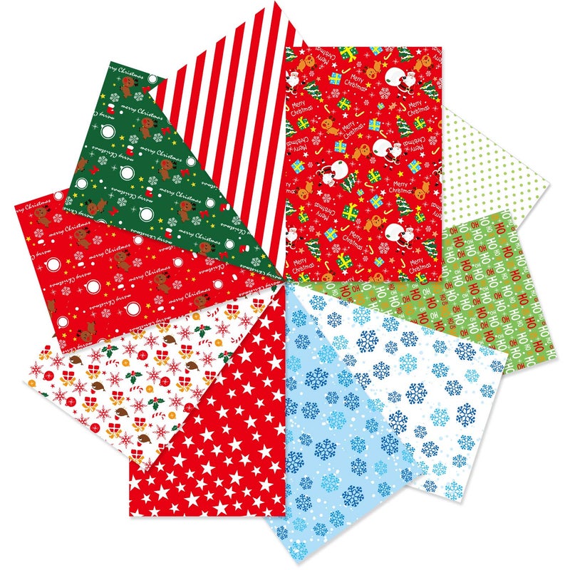 FEPITO 60 Sheets Christmas Pattern Paper Set, 14 x 21cm Decorative Paper for Card Making Scrapbook decoration, 10 Designs - Image 2