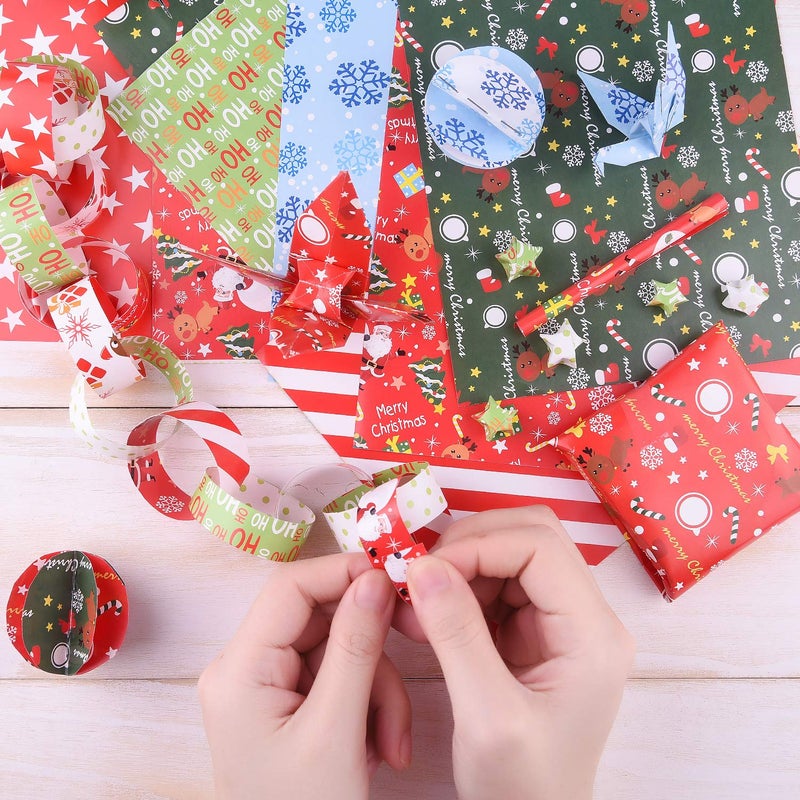 FEPITO 60 Sheets Christmas Pattern Paper Set, 14 x 21cm Decorative Paper for Card Making Scrapbook decoration, 10 Designs - Image 4