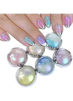 HOXIEYA Mermaid Chrome Nail Powder Aurora Nail Glitter Nail Art Decoration Allstarry Nail Powder for Gel Polish Mirror Effect Pigment Chrome Iridescent Aurora Nail Supplies for Women  - Image 1