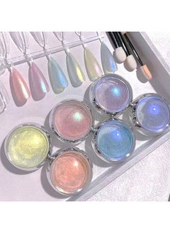 HOXIEYA Mermaid Chrome Nail Powder Aurora Nail Glitter Nail Art Decoration Allstarry Nail Powder for Gel Polish Mirror Effect Pigment Chrome Iridescent Aurora Nail Supplies for Women  - Image 2