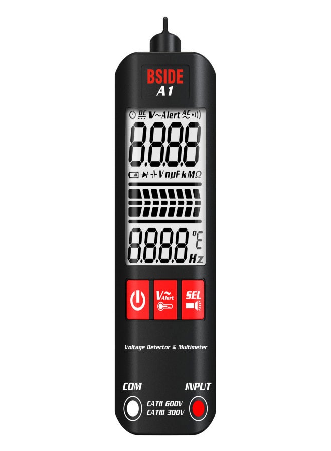 BSIDE A1 Mini Multimeter LCD Digital Tester Voltage Detector 2000 Counts DC/AC Voltage Frequency Resistance NCV Continuity Live Wire Neutral Wire Check True RMS Meter with Storage Zipper Case - Image 5