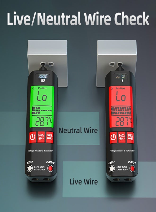 BSIDE A1 Mini Multimeter LCD Digital Tester Voltage Detector 2000 Counts DC/AC Voltage Frequency Resistance NCV Continuity Live Wire Neutral Wire Check True RMS Meter with Storage Zipper Case - Image 4