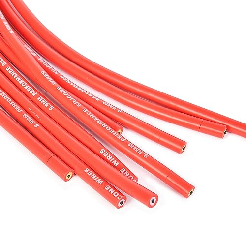 RLP مجموعة أسلاك شمعات الإشعال العالمية 8.5 مم مع غلاف سيليكون أحمر وأحذية مستقيمة تحل محل Accel 4040 - Image 2