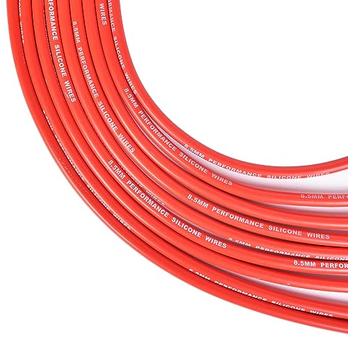 RLP مجموعة أسلاك شمعات الإشعال العالمية 8.5 مم مع غلاف سيليكون أحمر وأحذية مستقيمة تحل محل Accel 4040 - Image 3