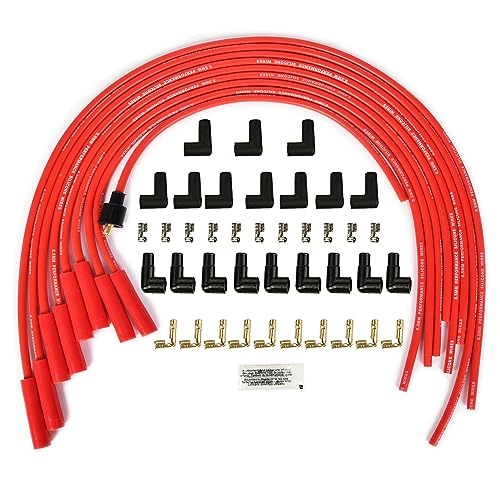 RLP مجموعة أسلاك شمعات الإشعال العالمية 8.5 مم مع غلاف سيليكون أحمر وأحذية مستقيمة تحل محل Accel 4040 - Image 1