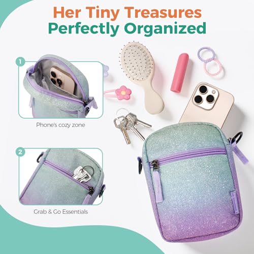 Choco Mocha Kids Purse for Girls Purses Age 6-8 8-10 Girls Crossbody Purses for Kids 10-12 Girl Christmas Gift, Glitter Purple - Image 4