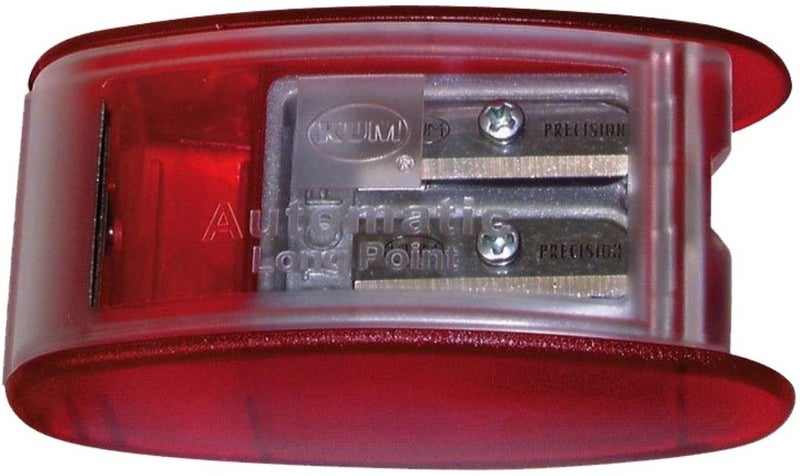 Kum 1053021 Model AS2KM Two Hole Automatic Long Point Pencil Sharpener, Red Plastic Casing, Makes Long Pencil Point in 2 Steps, Automatic Brake Prevents Oversharpening (Pack of 2) - Image 2