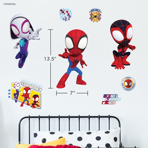 WALL PALZ Marvel Spidey and His Amazing Friends Team Wall Decal - 11"-13" Spidey Spin Ghost Spider Vinyl Stickers for Bedroom Bathroom Decor - Peel and Stick Room Decorations - Image 3