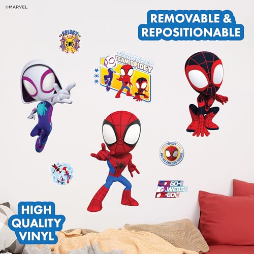 WALL PALZ Marvel Spidey and His Amazing Friends Team Wall Decal - 11"-13" Spidey Spin Ghost Spider Vinyl Stickers for Bedroom Bathroom Decor - Peel and Stick Room Decorations - Image 2