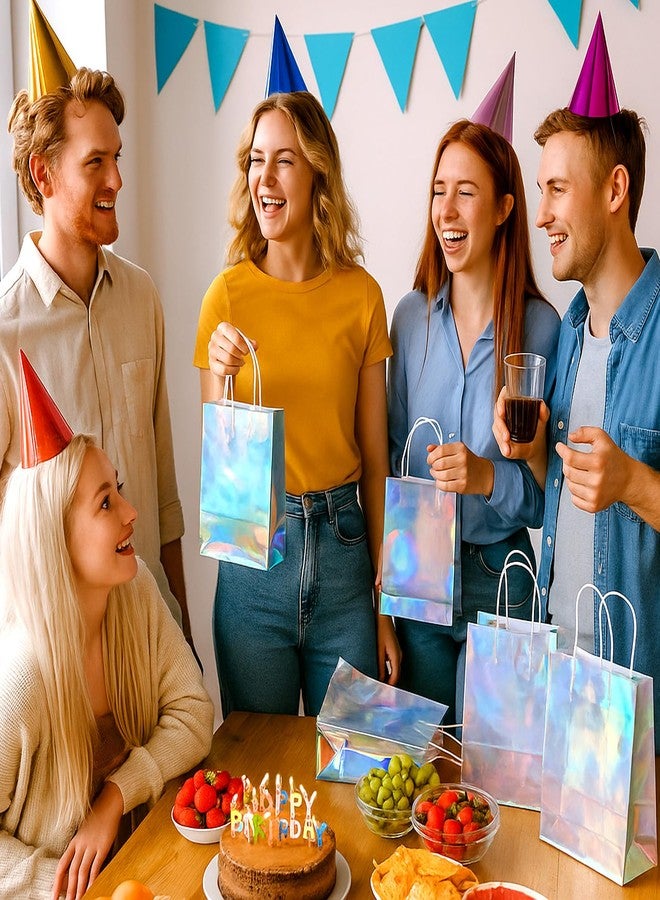 LIQWEI 36 قطعة من أكياس الهدايا اللامعة ذات المقابض، أكياس هدايا حفلات ثلاثية الأبعاد قابلة لإعادة الاستخدام من ورق رقائق لامعة، أكياس حلوى، حقائب يد هدايا لحفلات الديسكو وحفلات الزفاف والتخرج وأعياد الميلاد (8.6 × 6.3 × 3.2 بوصة) - Image 5