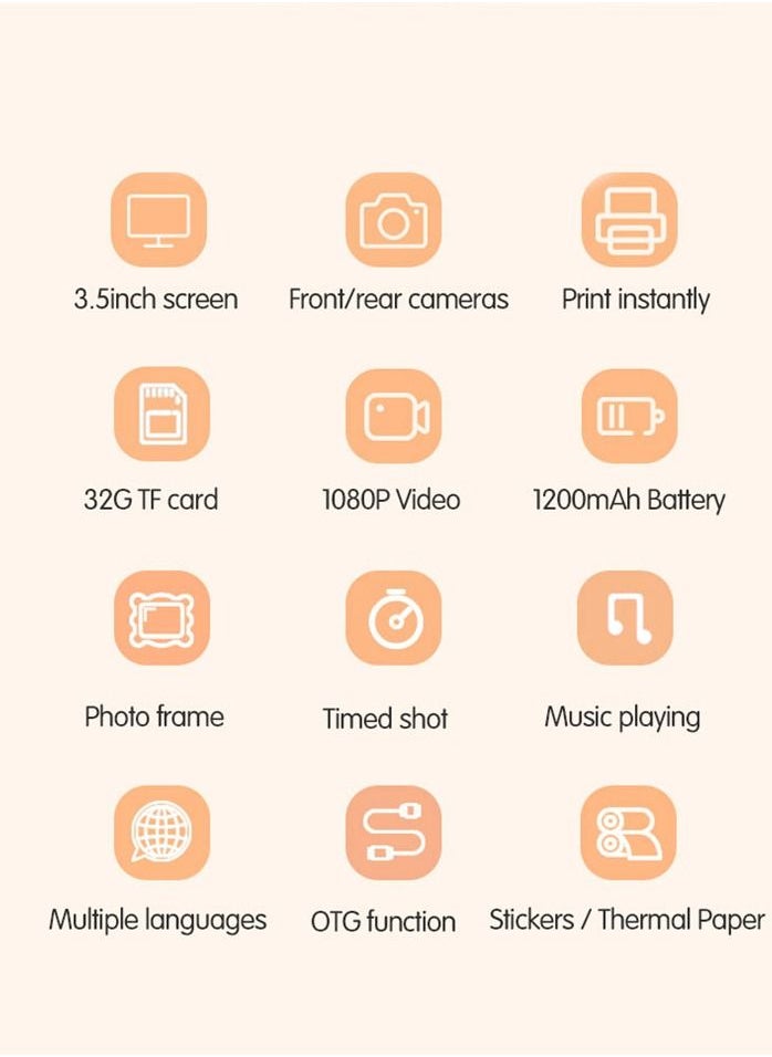Generic - 3.5-inch 1080p Front And Rear Dual-camera Hd High-definition Thermal Printing The Camera,can Take Photos, Record, Print, Play Games And Listen To Mus - Image 1