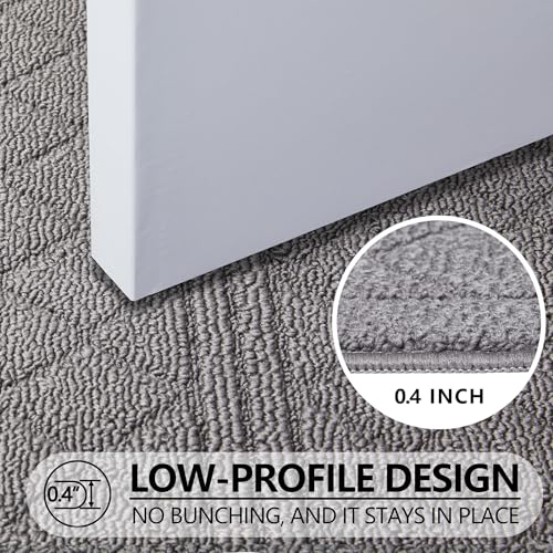 REFETONE Indoor Doormat, Front Back Door Mat 24"x36" Absorbent Rubber Backing Non Slip Door Mats, Low-Profile Resist Dirt Rugs, Machine Washable Door Rug Inside Floor Mat for Entryway, Light Grey - Image 4