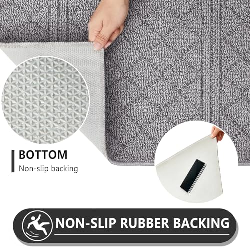 REFETONE Indoor Doormat, Front Back Door Mat 24"x36" Absorbent Rubber Backing Non Slip Door Mats, Low-Profile Resist Dirt Rugs, Machine Washable Door Rug Inside Floor Mat for Entryway, Light Grey - Image 2