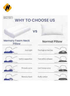 HuHa Memory Foam Neck Pillow, Contour Memory Foam Side and Back Sleepers Bed Pillow- Sleeping Pillows for Adults  - Image 2