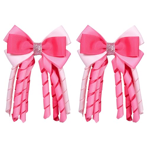 Valentine Hair Bow Clips 3 Inch Curly Ribbon Hair Clips Kids Girls Handmade Cheer Hair Accessories for Valentines Day Party Decor PinkRose RedLight Pink