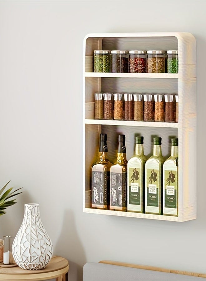 3-Tier Wall Mounted Bathroom Organizer Makeups Organizer，Wall Mounted Bathroom Rack， Large Spice Rack Organizer, Pantry Organizers and Storage Shelves for Cabinet, Large Capacity Hanging Seasoning Organizer, Kitchen Countertop Organizer Spice Shelf, Kitchen storage rack wall mounted Seasoning Storage Rack Standing Shelf for Kitchen Bathroom, 59.5*40cm - Image 2