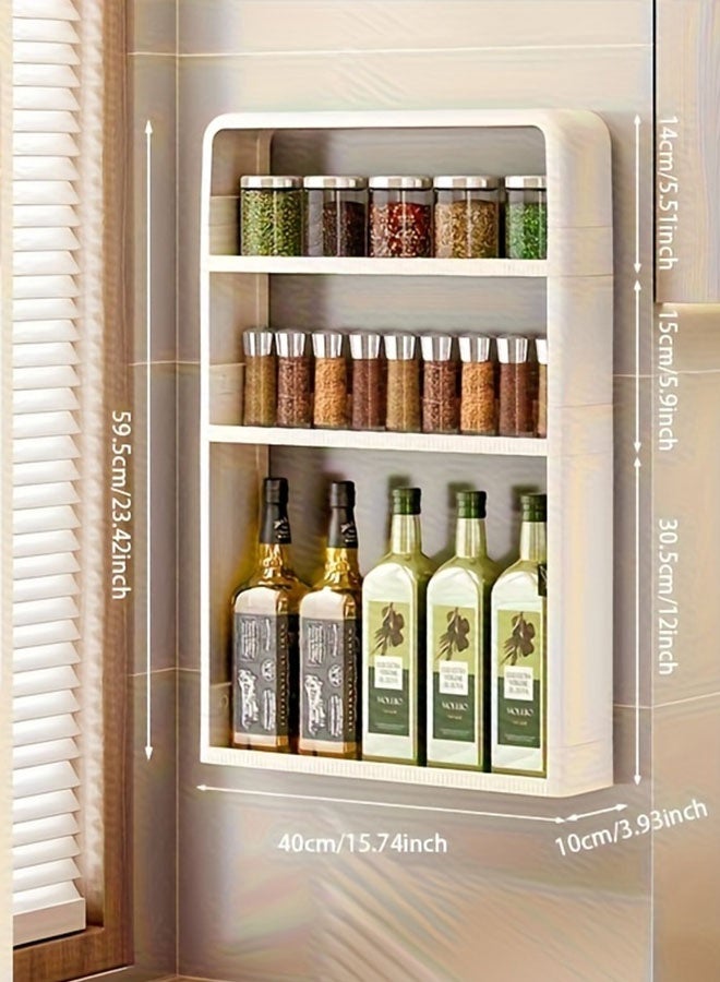 3-Tier Wall Mounted Bathroom Organizer Makeups Organizer，Wall Mounted Bathroom Rack， Large Spice Rack Organizer, Pantry Organizers and Storage Shelves for Cabinet, Large Capacity Hanging Seasoning Organizer, Kitchen Countertop Organizer Spice Shelf, Kitchen storage rack wall mounted Seasoning Storage Rack Standing Shelf for Kitchen Bathroom, 59.5*40cm - Image 5