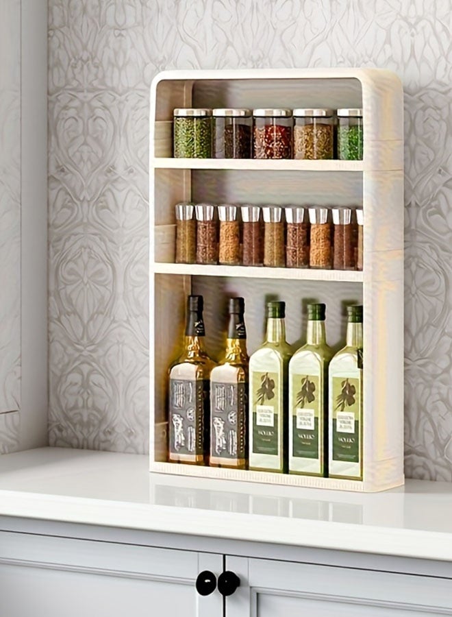 3-Tier Wall Mounted Bathroom Organizer Makeups Organizer，Wall Mounted Bathroom Rack， Large Spice Rack Organizer, Pantry Organizers and Storage Shelves for Cabinet, Large Capacity Hanging Seasoning Organizer, Kitchen Countertop Organizer Spice Shelf, Kitchen storage rack wall mounted Seasoning Storage Rack Standing Shelf for Kitchen Bathroom, 59.5*40cm - Image 4