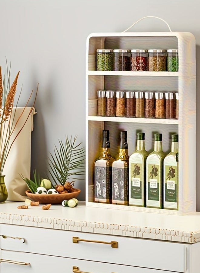 3-Tier Wall Mounted Bathroom Organizer Makeups Organizer，Wall Mounted Bathroom Rack， Large Spice Rack Organizer, Pantry Organizers and Storage Shelves for Cabinet, Large Capacity Hanging Seasoning Organizer, Kitchen Countertop Organizer Spice Shelf, Kitchen storage rack wall mounted Seasoning Storage Rack Standing Shelf for Kitchen Bathroom, 59.5*40cm - Image 3
