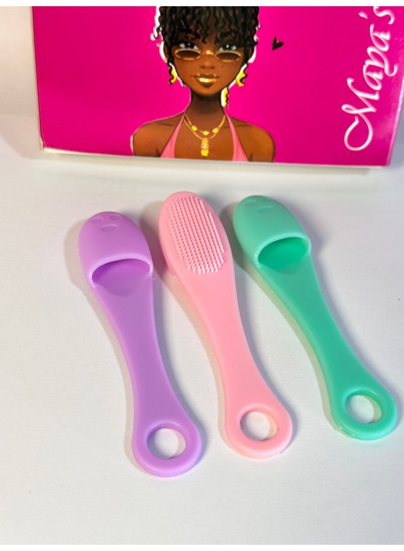 Set Of 3 Silicone Face Scrubber Facial Cleansing Brushes, Finger Face Scrubber Cleanser Brush for Gently and Effectively Cleaning, Removing Blackheads and Massaging - Image 4