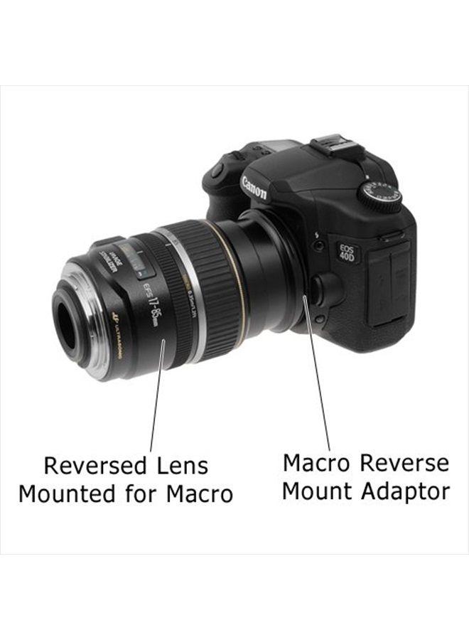 Fotodiox 77mm Macro Reverse Mount Adapter, for Canon EOS 1D, 1DS, Mark II, III, IV, 1DC, 1DX, D30, D60, 10D, 20D, 20DA, 30D, 40D, 50D, 60D, 60DA, 5D, Mark II, Mark III, 7D, Rebel XT, XTi, XSi, T1, T1i - Image 4