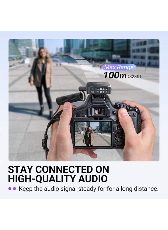 FIFINE Wireless Lavalier Microphone for iPhone/Android/Camera, 2 Pack Cordless Lapel Mic System for Vlog Recording Video YouTube/TikTok Interview, Condenser Clip-On Microphone with Charging Case-M9 - Image 5
