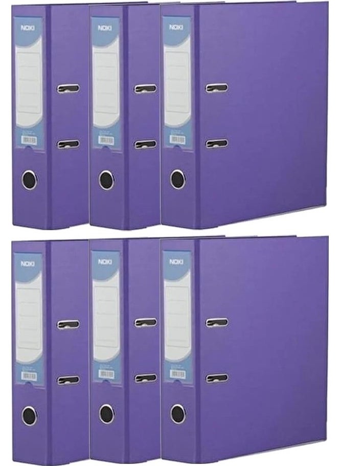 Noki - Office Folder Purple Wide 6 Pieces Plastic Wide Purple Folder Ring Stainless Steel Clip 6 Pieces - Image 1