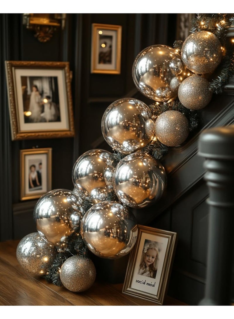Silver Metallic Chrome Latex Balloons, 100 Pack 12 Inch Silver Round Helium Balloons for Wedding, Graduation, Anniversary, Baby Shower, Birthday Party Decorations - Image 2