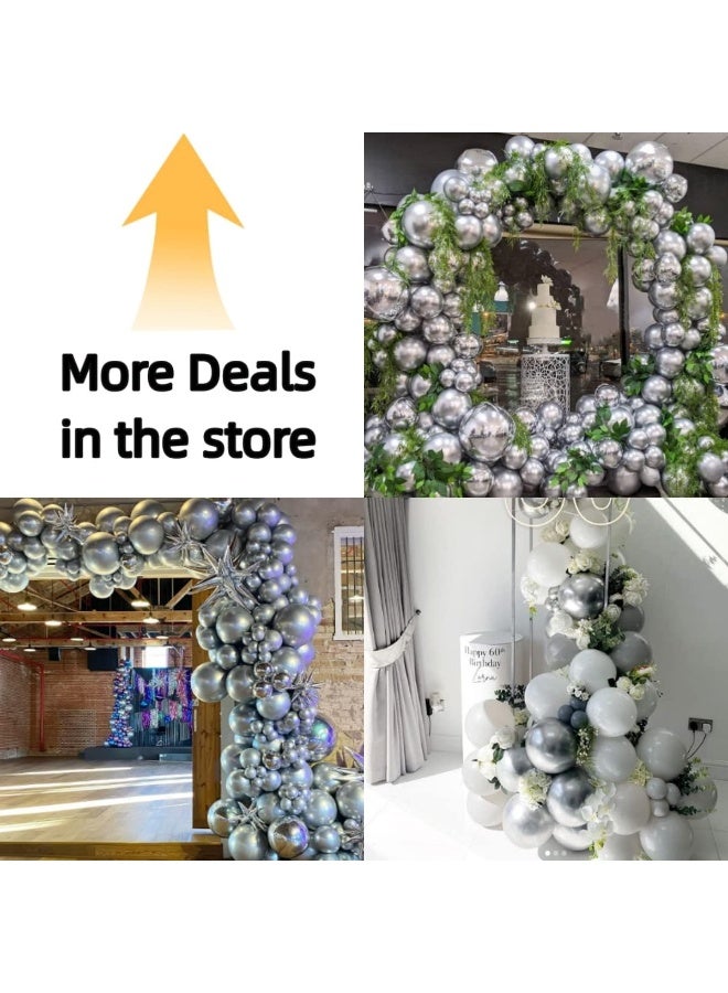 Silver Metallic Chrome Latex Balloons, 100 Pack 12 Inch Silver Round Helium Balloons for Wedding, Graduation, Anniversary, Baby Shower, Birthday Party Decorations - Image 3