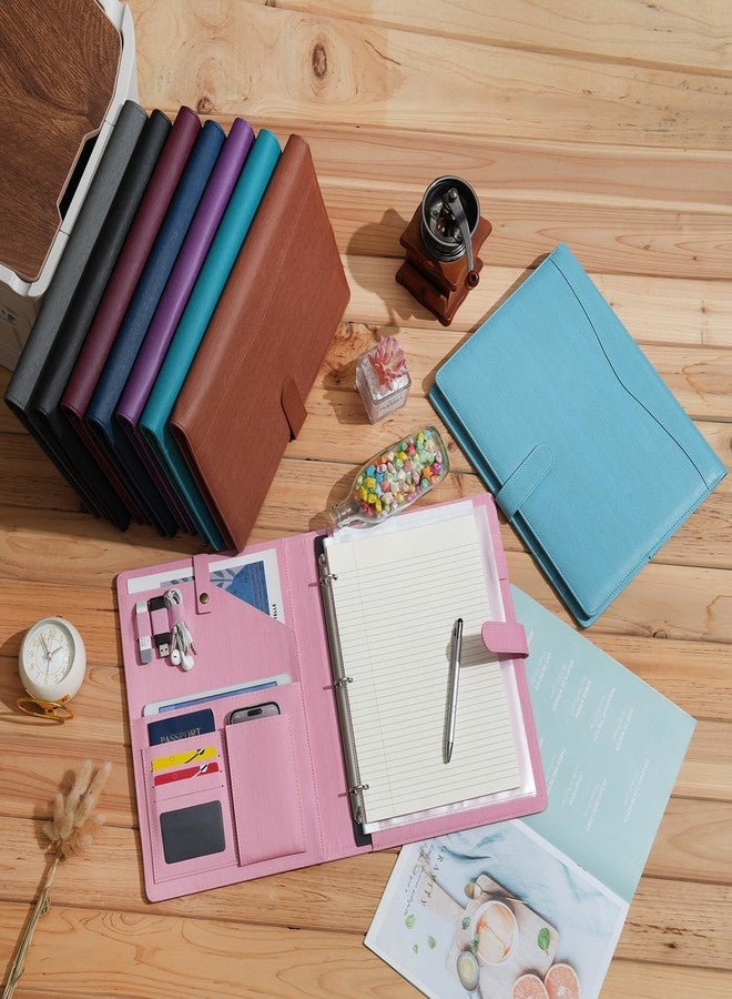 Wonderpool A4 Leather Document Folder, Removable Ring Binder with Clipboard and Multi Pocket Organizer for Office Conference Meeting and Work (Sky Blue) - Image 5