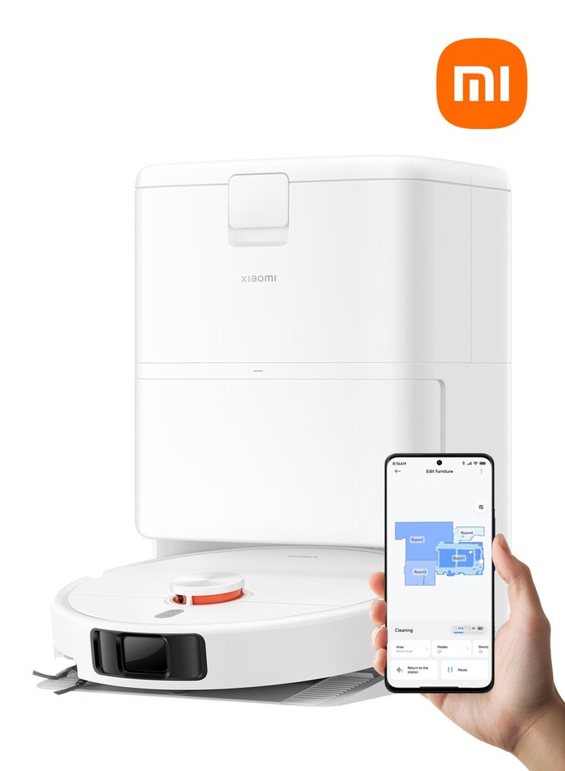 Xiaomi H50 Pro Robot Vacuum and Mop, 15000Pa, dualanti-tangle design，8.8 cm Ultra-Slim，0mm Along-the-Wall Mechanical Arm Cleaning, Hot Water Mop Wash & Self-Empty Omni Station，10mm automatic mop and lifting 440 W H50 pro white - Image 1